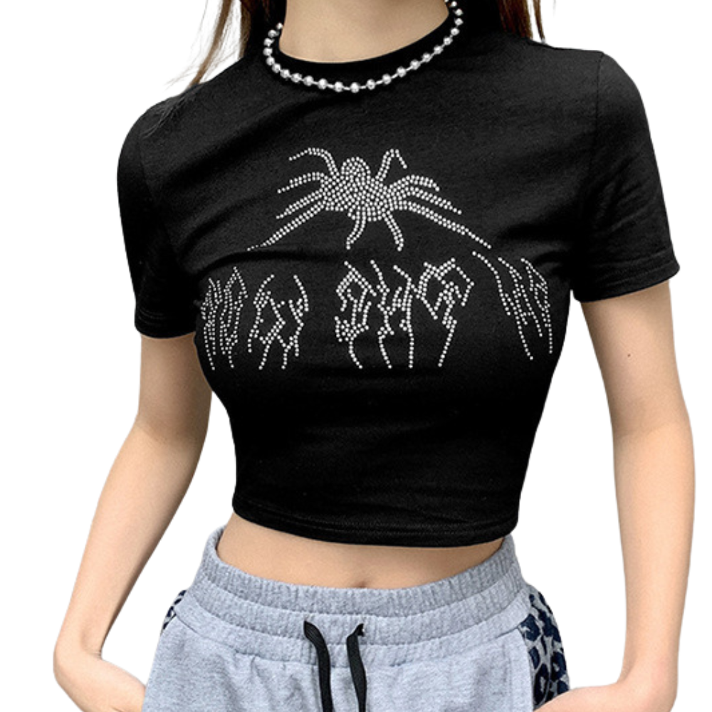 Women's Short-Sleeved Round Neck Street Spider T-shirt Women