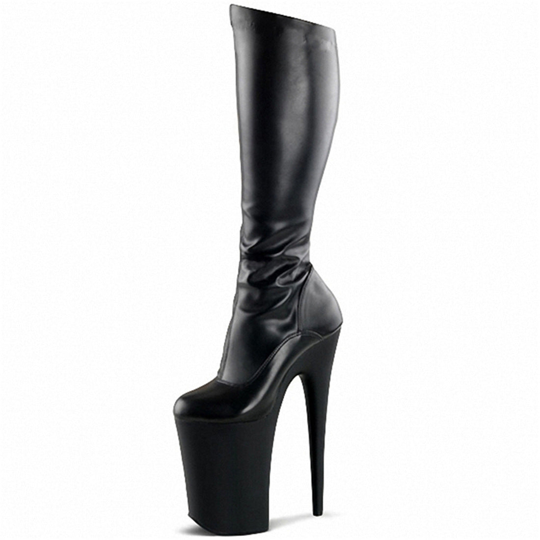 Black Patent Leather High Heel Boots