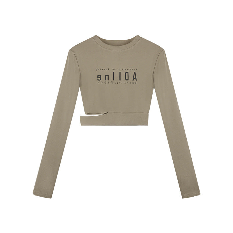 Letter Printed Long-sleeved T-shirt Woman